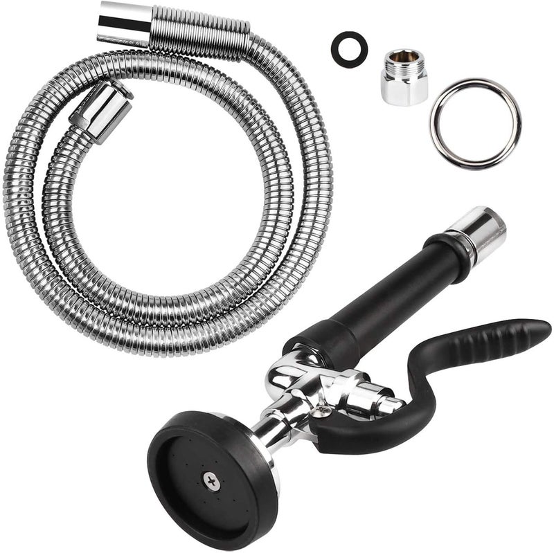 COOLWEST Pre-Rinse Hose with Spray Valve 44 Inch Flexible Stainless Hose with Sprayer Nozzle Head Replacement Kit for Commercial Kitchen Sink Faucet(Free Brass Adapter to Connect Add-on Swivel Spout) - Image 4